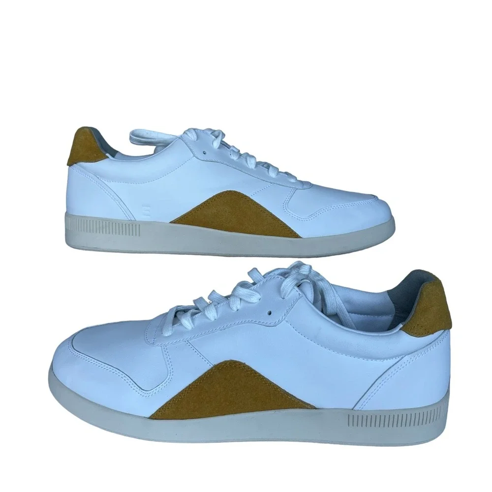 EVERLANE Mens White Suede Accent‎ Leather Lace Up Sneakers Shoes Size 13 Casual